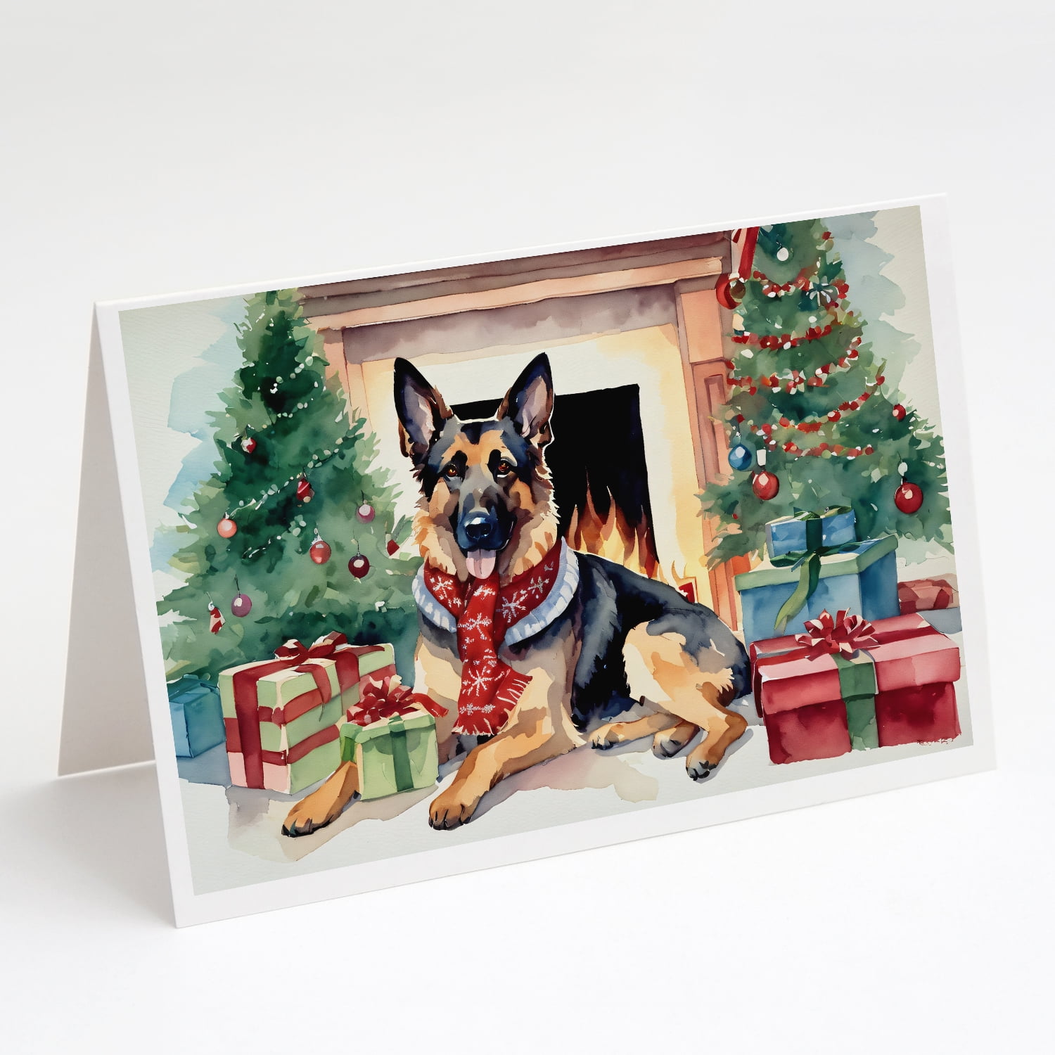 German Shepherd Cozy Christmas Greeting Cards Pack of 8 7 in x 5