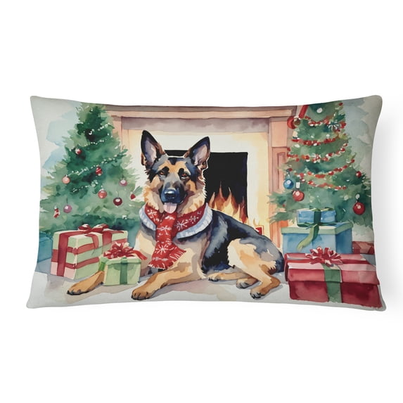 German Shepherd Cozy Christmas Throw Pillow 12 in x 16 in