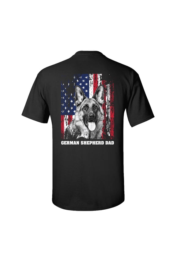 German Shepherd Dad Adult Short Sleeve T-Shirt-Black-XL