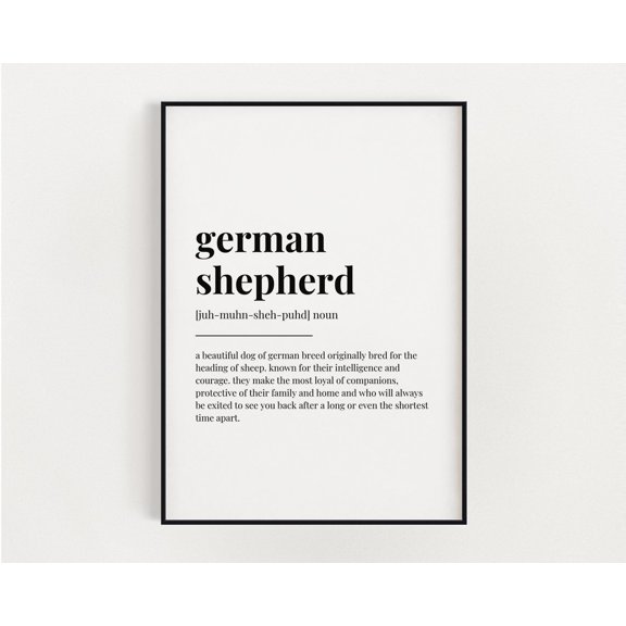 German Shepherd Definition Meaning, Wall Art, German Shepherd Print, Print, Quote Print Home Decor #3333, Unframed Canvas Size 12x18
