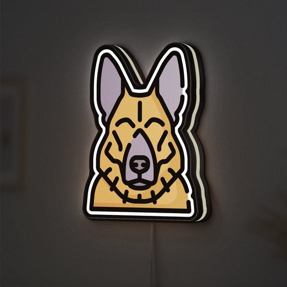 German Shepherd Dog 3D Novelty Light Box, Loyal Breed Pet Lamp Decor for Animal Lovers, Working Dog and Home Gift Display (Width 8 inch, 20cm)