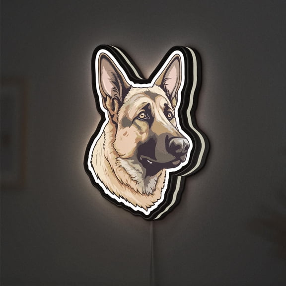 German Shepherd Dog 3D Novelty Light Box for Pet Lovers, Loyal Canine Lamp Decor for Breed Enthusiasts and Animal Rooms (Width 16 inch, 40cm)