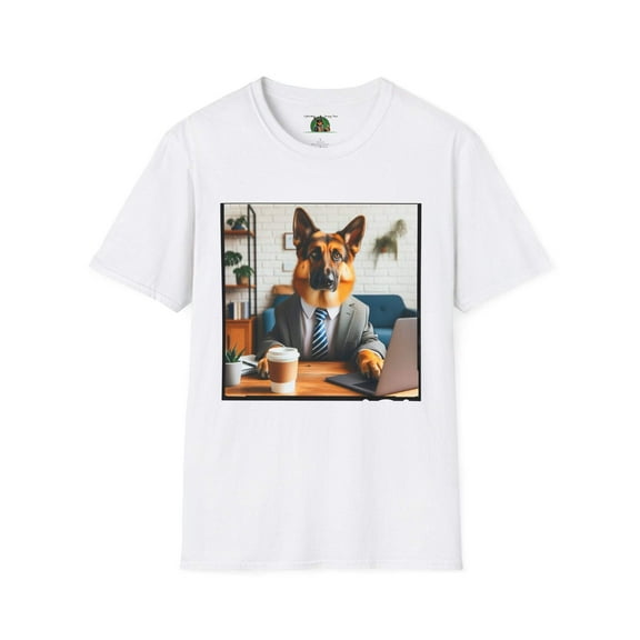 German Shepherd Dog "A Day at the Office" Unisex Softstyle T-Shirt