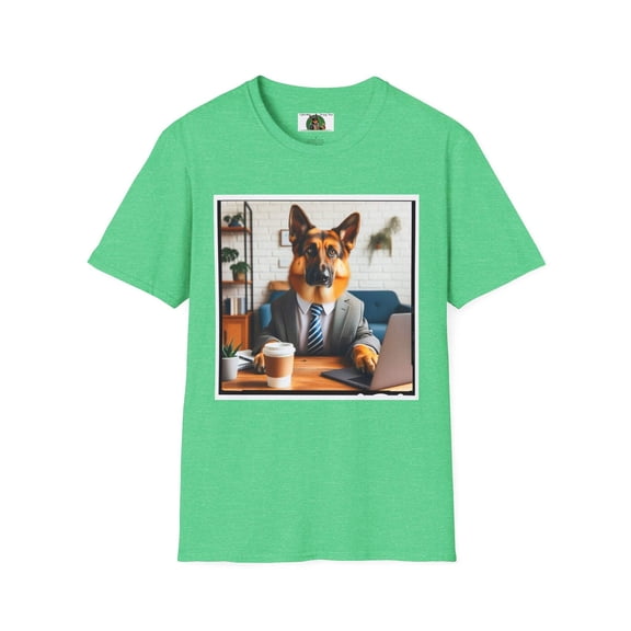 German Shepherd Dog "A Day at the Office" Unisex Softstyle T-Shirt