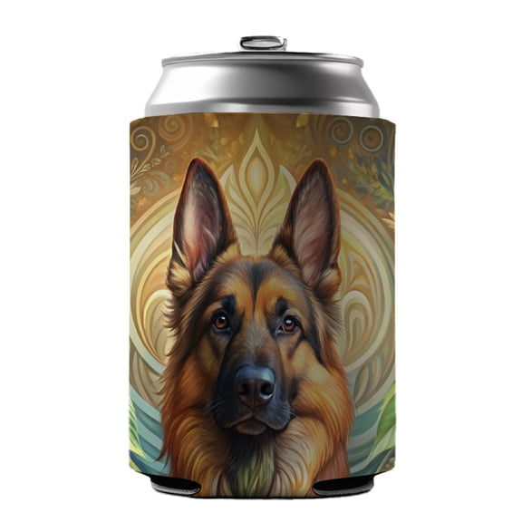 German Shepherd Dog Art Nouveau Drink Beer Soda Insulated Sleeve Holder Can Cooler Hugger