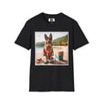 thumbnail image 1 of German Shepherd Dog "Beachin" Unisex Softstyle T-Shirt, 1 of 10