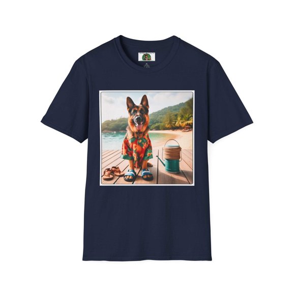German Shepherd Dog "Beachin" Unisex Softstyle T-Shirt