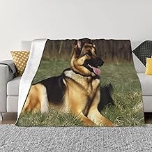German Shepherd Dog Blankets for Couch Soft Fleece Throw Blanket Luxury Flannel Lap Blanket Gifts Lightweight Air Conditioning Blankets Fuzzy Cozy Throws for All Seasons 50x60 inch