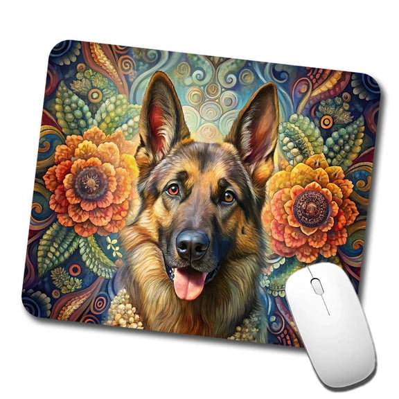 German Shepherd Dog Bohemian Art Mouse Pad Low Profile Gaming Mat
