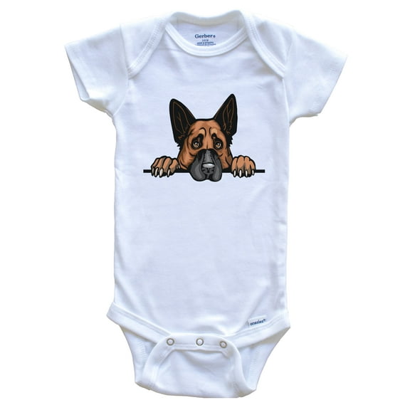 German Shepherd Dog Breed Cute Baby Bodysuit, 6-9 months white