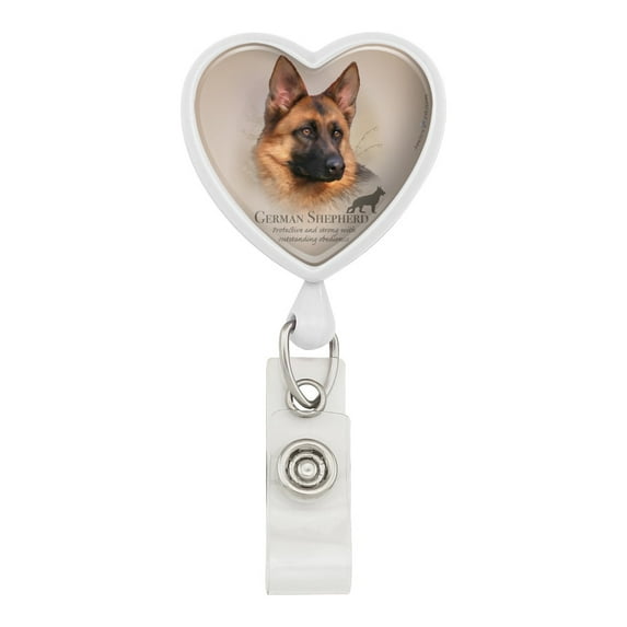 German Shepherd Dog Breed Heart Lanyard Retractable Reel Badge ID Card Holder