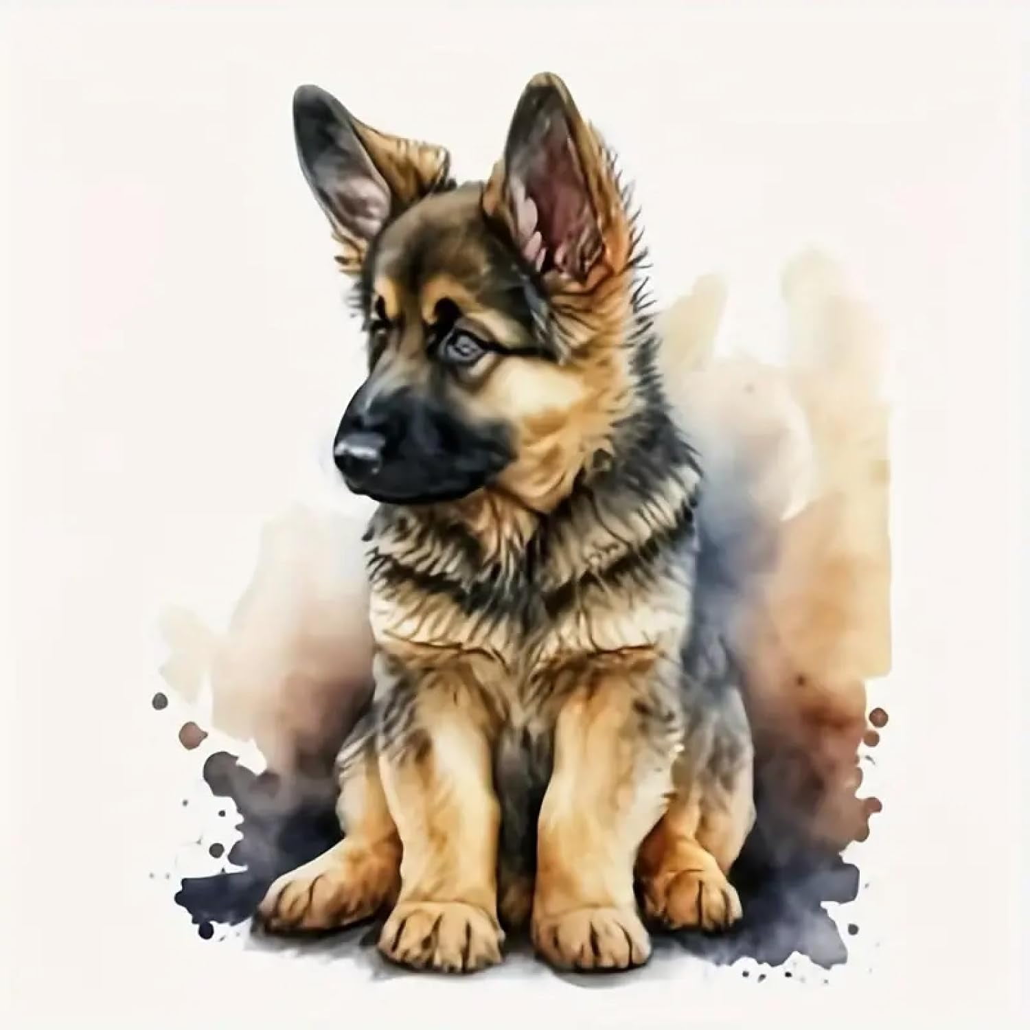 German Shepherd Dog Diamond Art Painting Kits for Adults, Full Drill Wolf Dog Diamond Dots Paintings for Beginners, Round 5D Paint with Diamonds Pictures Gem Art Painting Kits 12x12inch