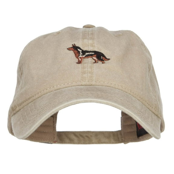 German Shepherd Dog Embroidered Washed Cap - Khaki OSFM