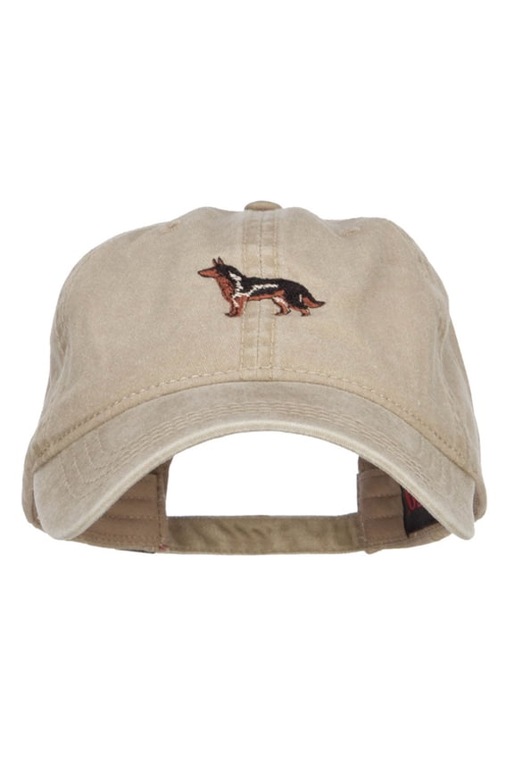 German Shepherd Dog Embroidered Washed Cap - Khaki OSFM