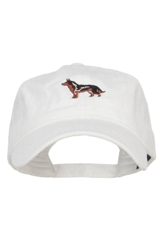 German Shepherd Dog Embroidered Washed Cap - White OSFM
