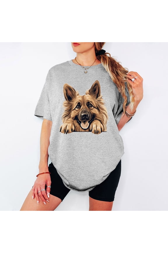 German Shepherd Dog Face Womens T-Shirt Animal Lover Graphic Tee All Size S-5XL