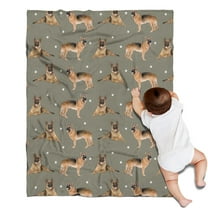 German Shepherd Dog and Footprint Blanket,Comfortable Soft Flannel Throw Blanket,All Season,Warm Lightweight Blankets for Sofa Bed Couch Living Room Chair,30"x40"