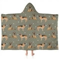 thumbnail image 1 of German Shepherd Dog and Footprint Hooded Bath Towel，60"x35" for Ages 3 To 12 Kids, Quick Dry Lightweight Soft Microfiber Hood Beach Towel Cover Up for Kids, 1 of 7