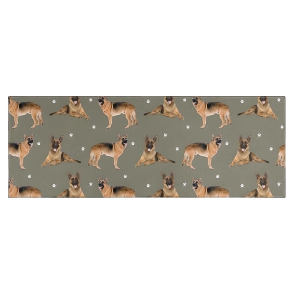 German Shepherd Dog and Footprint Kitchen Rug Mat,Kitchen Runner Rugs Non Skid Washable,Decorative Kitchen Floor Mats for Kitchen,Sink,Laundry,17"X47"