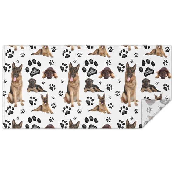 German Shepherd Dog and Footprint Rectangle Tablecloth 60"x120",Waterproof Polyester Rectangle Table Cloth, Wipeable Spillproof Polyester Tablecloth for Dining, Camping, Indoor and Outdoor