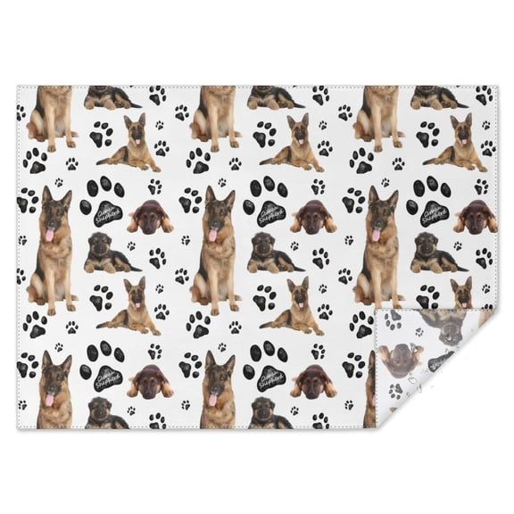 German Shepherd Dog and Footprint Rectangle Tablecloth 60"x84",Waterproof Polyester Rectangle Table Cloth, Wipeable Spillproof Polyester Tablecloth for Dining, Camping, Indoor and Outdoor
