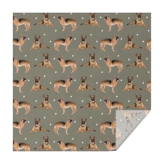 German Shepherd Dog and Footprint Square Tablecloth,Waterproof Square Table Cover,Wipeable Spillproof Washable Table Cover for Home Kitchen Party Decor 60"x60"(152x152cm)