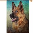 thumbnail image 1 of German Shepherd Dog House Flags 28 x 40 Double Sided Burlap Portrait on Old Vintage Color Grunge Paper Yard Flags Spring Summer Farmhouse Seasonal Outdoor Flag, 1 of 5