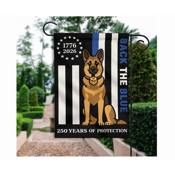 German Shepherd Dog K9 250 Years Of Protection Flag Usa Police Dog Patriot Flag 12x18 POLE NOT INCLUDED Garden Flag