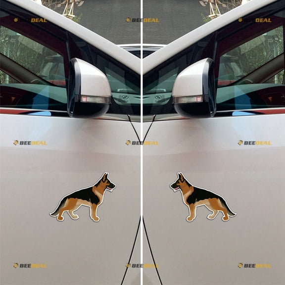 German Shepherd Dog K9 Unit Car Magnet Magnetic Sticker Decal - Pair Mirrored Reversed Glossy 4" - for Truck Door Fridge Reusable Waterproof