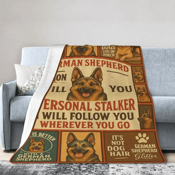 German Shepherd Dog Lovers Gifts Flannel Blanket for Adults – Cozy Throw for Sofa Bed or Office Use for All Seasons 60x50