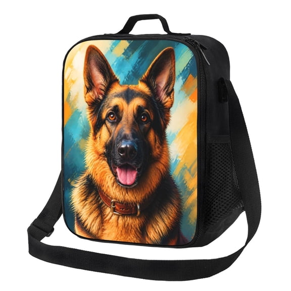 German Shepherd Dog Lunch Bag Insulated Thermal Lunch Box with Shoulder Strap & Handle for Women and Men