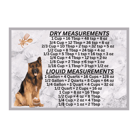 German Shepherd Dog Measuring Chart Magnet Kitchen Baking Guide