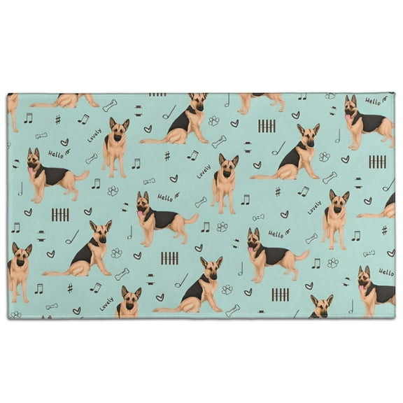 German Shepherd Dog and Music Door Rugs,Washable Non Slip Door Mats Indoor,Decorative Door Mats,Entry Mat Indoor for Entrance,Bedroom,Kitchen,Bathroom,17"x30"