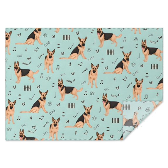 German Shepherd Dog and Music Rectangle Tablecloth 60"x84",Waterproof Polyester Rectangle Table Cloth, Wipeable Spillproof Polyester Tablecloth for Dining, Camping, Indoor and Outdoor