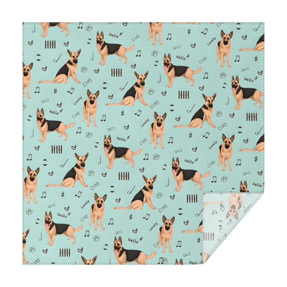 German Shepherd Dog and Music Square Tablecloth,Waterproof Square Table Cover,Wipeable Spillproof Washable Table Cover for Home Kitchen Party Decor 60"x60"(152x152cm)