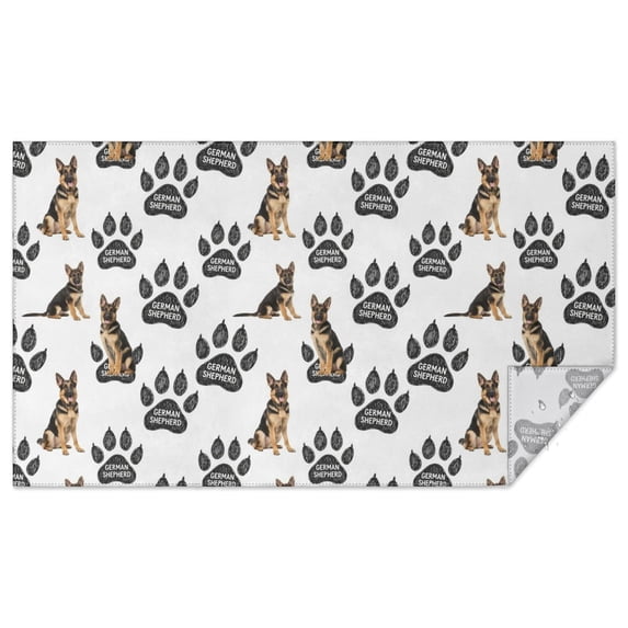 German Shepherd and Dog Paw Print Rectangle Tablecloth 60"x102", Waterproof Polyester Wipeable Spillproof Table Cover for Dining Camping Indoor and Outdoor Use