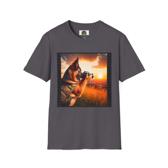 German Shepherd Dog "Photog Dawg!" Unisex Softstyle T-Shirt