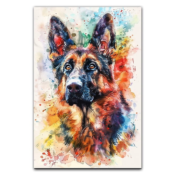 German Shepherd Dog Poster Wall Art, Modern Cute Colorful Puppy Poster Dog Art Pictures Wall Decor for Kids Bedroom Nursery Decoration