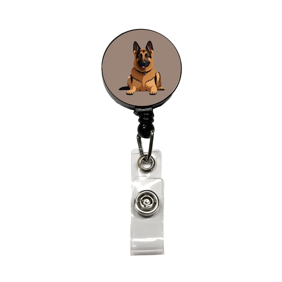 German Shepherd Dog Retractable Reel ID Badge Key Card Name Tag Holder with Clip