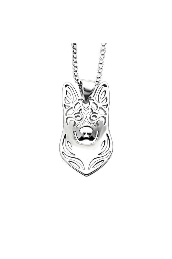 German Shepherd Dog Silver Necklace Earrings Set Women Ginger Lyne Collection