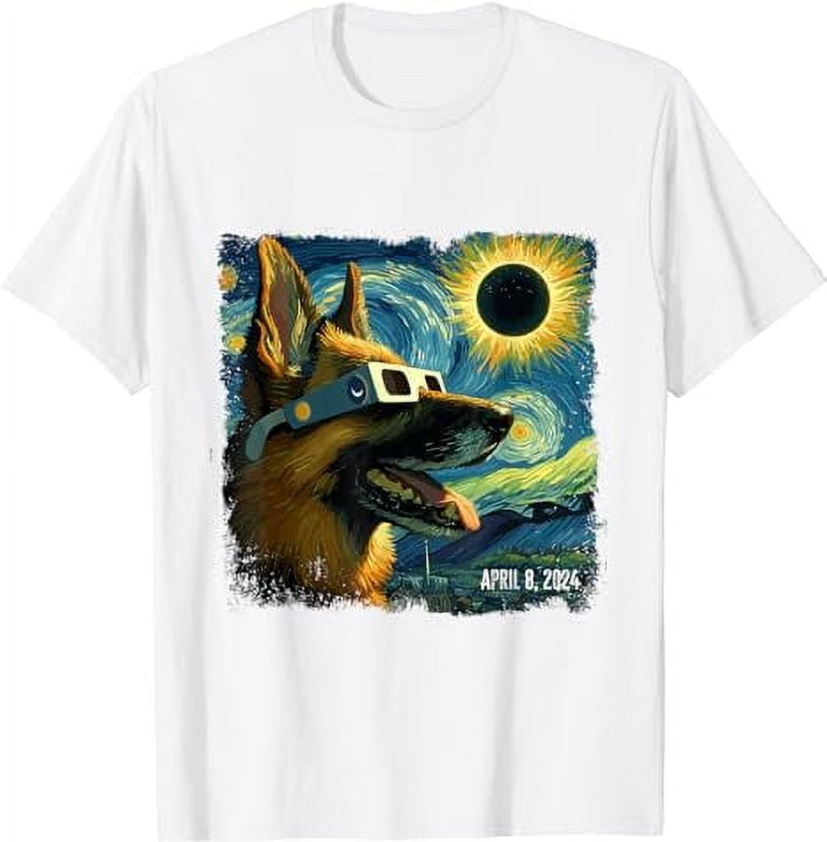 German Shepherd Dog Solar Eclipse Glasses 2024 Van Gogh T-Shirt ...