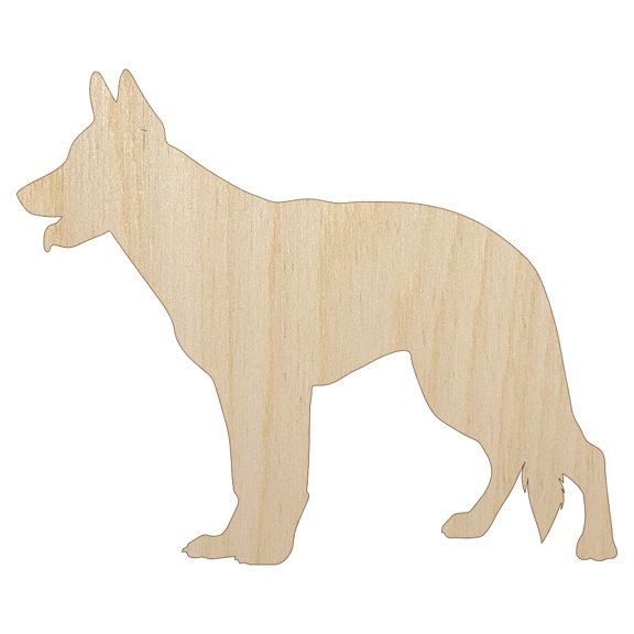 German Shepherd Dog Solid Wood Shape Unfinished Piece Cutout Craft DIY Projects - 4.70 Inch Size - 1/8 Inch Thick