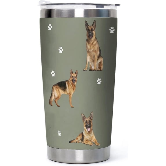 German Shepherd Dog Tumbler Vacuum Stainless Steel Insulated Coffee Travel Cup, Gift to Dad, Dog Mom,Dog Lovers, Dog Pattern Tumbler Mug for Hot and Cold Drinks