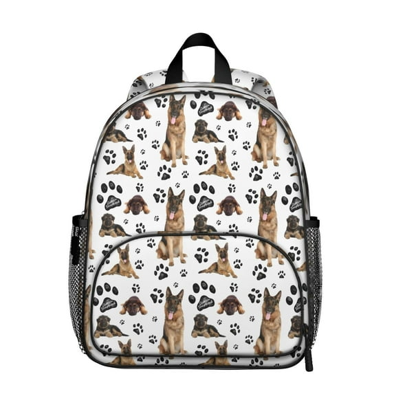 German Shepherd Dog and Footprint Backpack Backpack for School,Cute School Bag,Schoolbag with Adjustable Shoulder Straps & Padded Back,13.8"x11.4"x6"