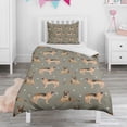 thumbnail image 1 of German Shepherd Dog and Footprint Duvet Cover and Pillowcase Set for Single Bedding, Bedroom Accessories for Kids Teens, 1 of 5