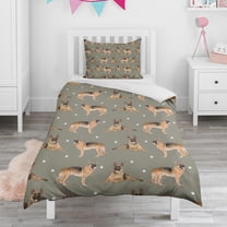 German Shepherd Dog and Footprint Duvet Cover and Pillowcase Set for Single Bedding, Bedroom Accessories for Kids Teens