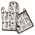 thumbnail image 1 of German Shepherd Dog and Footprint Kitchen Oven Mitt and Pot Holder Sets 2 Pcs for Baking, Cooking and Grilling, Heat Resistant Up To 392 °F, 1 of 7