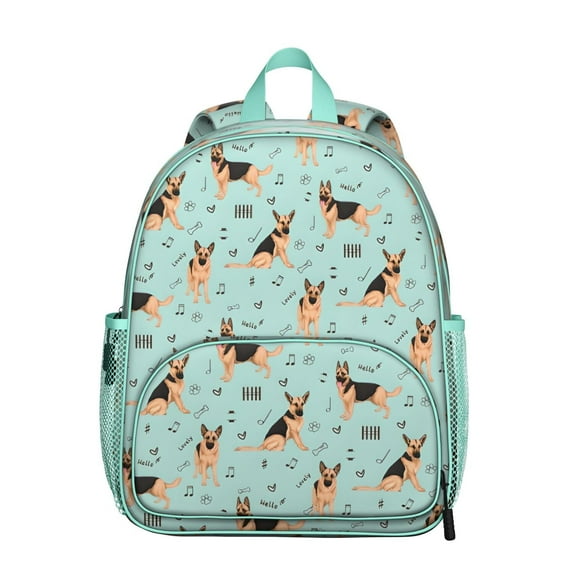 German Shepherd Dog and Music Backpack Backpack for School,Cute School Bag,Schoolbag with Adjustable Shoulder Straps & Padded Back,13.8"x11.4"x6"