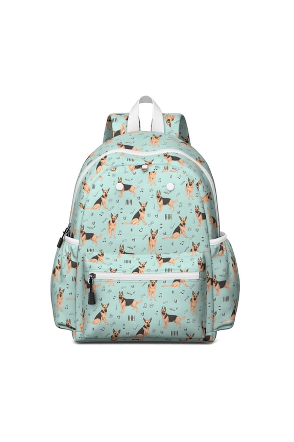 German Shepherd Dog and Music Backpack for School,Cute School Bag,Schoolbag with Adjustable Shoulder Straps & Padded Back,13.4"x11"x4.7"