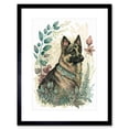 thumbnail image 1 of German Shepherd Dog with a Leaf Collar Spring Field Boho Pastel Watercolour Illustration Artwork Framed Wall Art Print 9X7 Inch, 1 of 5